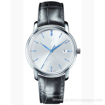 Classic Steel Watch with Leather Band